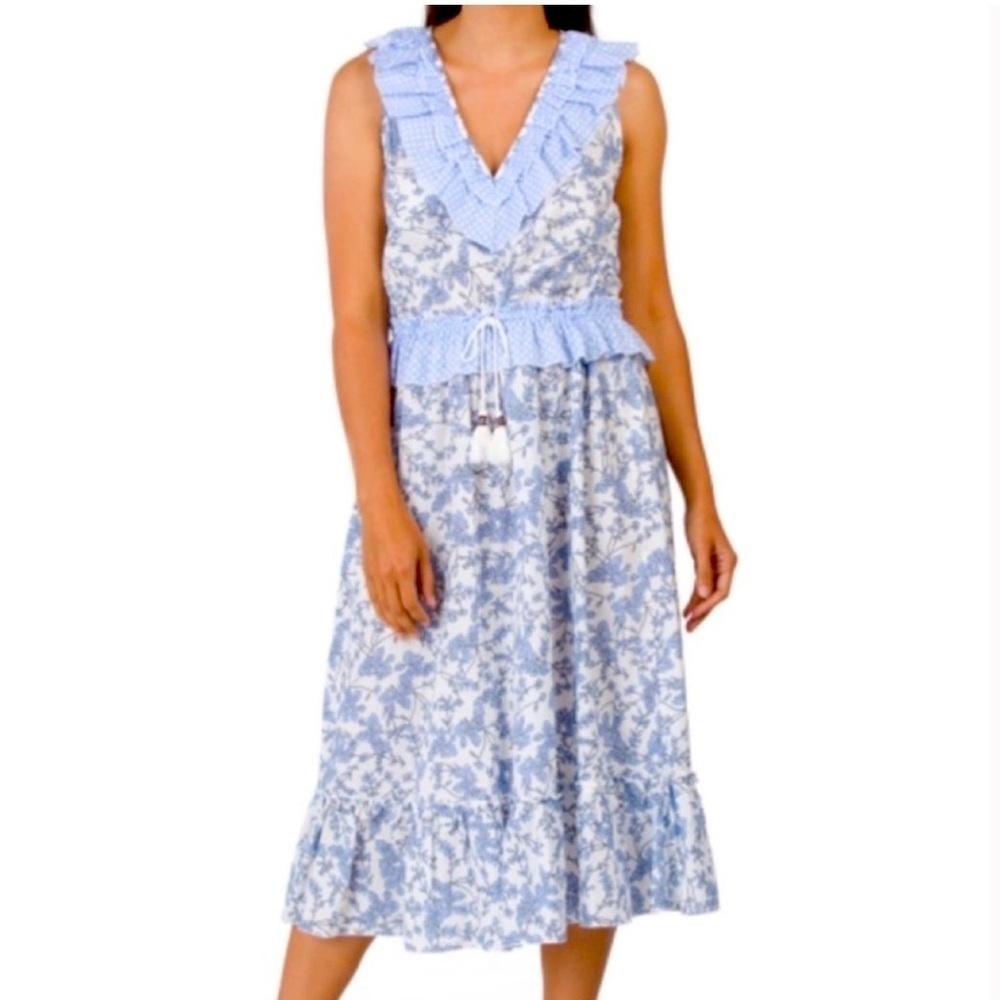 Anthropologie Magari Blue Floral Cottagecore Midi/Maxi Dress XS